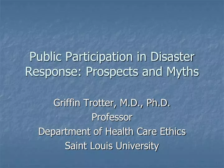 public participation in disaster response prospects and myths