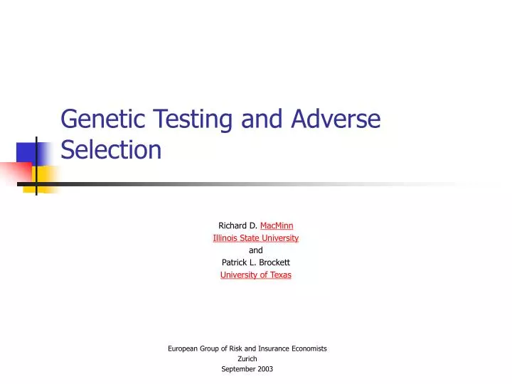 genetic testing and adverse selection