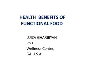 HEALTH BENEFITS OF FUNCTIONAL FOOD