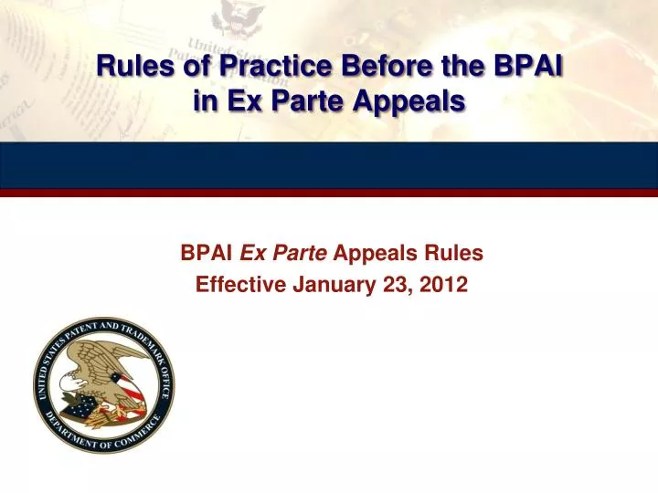 rules of practice before the bpai in ex parte appeals
