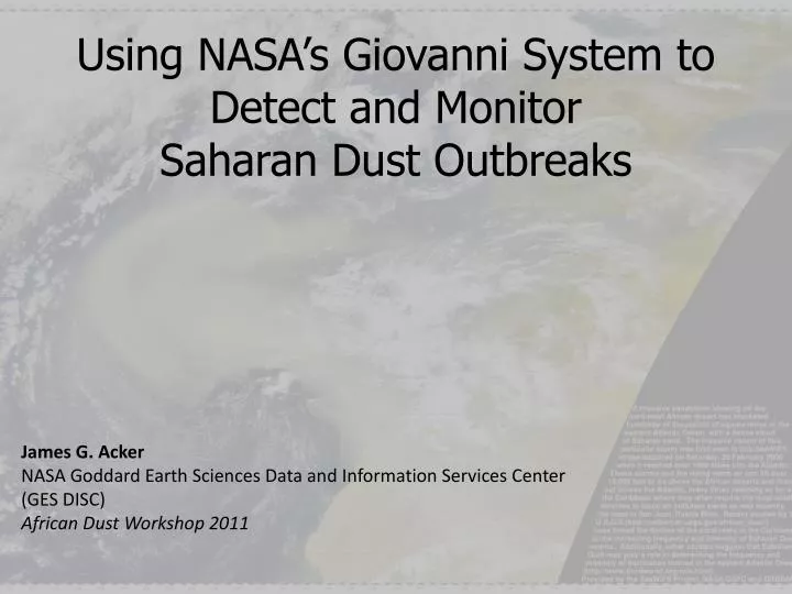 using nasa s giovanni system to detect and monitor saharan dust outbreaks