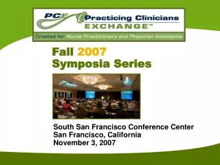 Fall 2007 Symposia Series