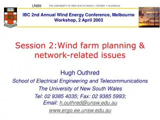 Session 2:Wind farm planning &amp; network-related issues