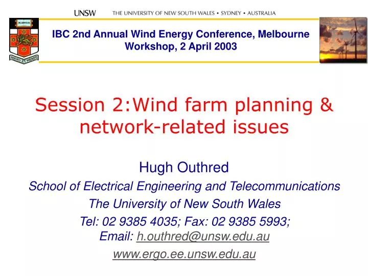 session 2 wind farm planning network related issues
