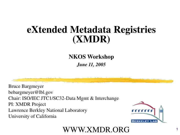 extended metadata registries xmdr nkos workshop june 11 2005