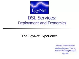 DSL Services : Deployment and Economics