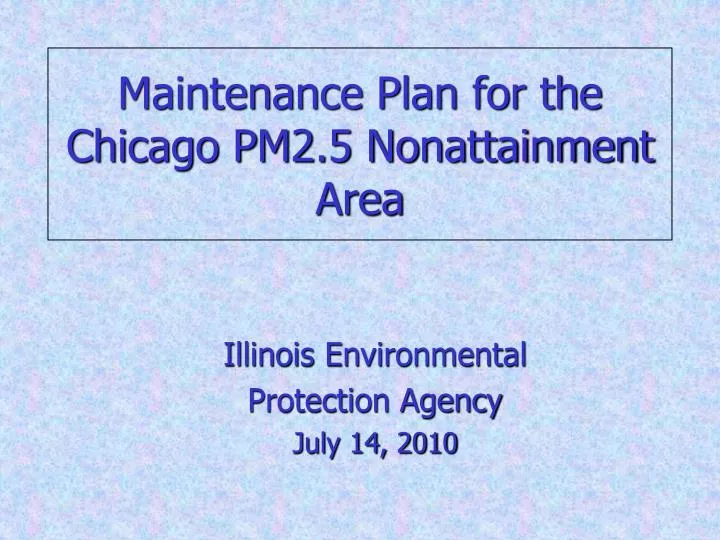 maintenance plan for the chicago pm2 5 nonattainment area