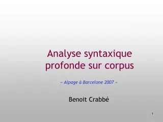 Analyse syntaxique profonde sur corpus