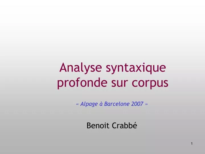 analyse syntaxique profonde sur corpus