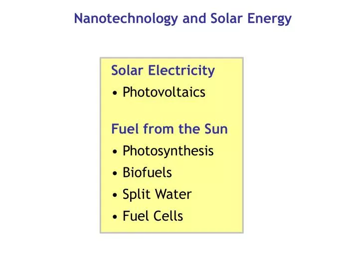 nanotechnology and solar energy