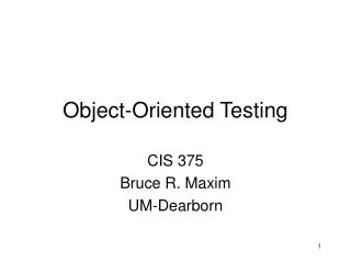 Object-Oriented Testing