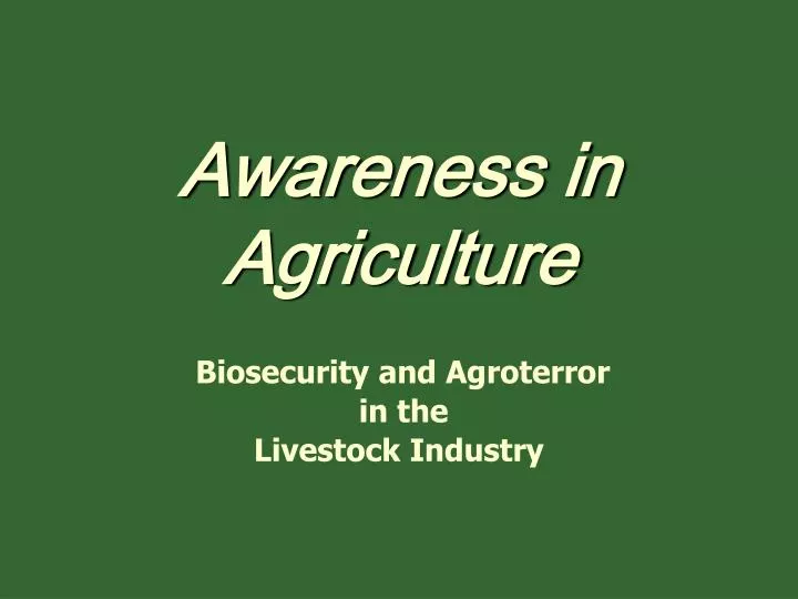 awareness in agriculture