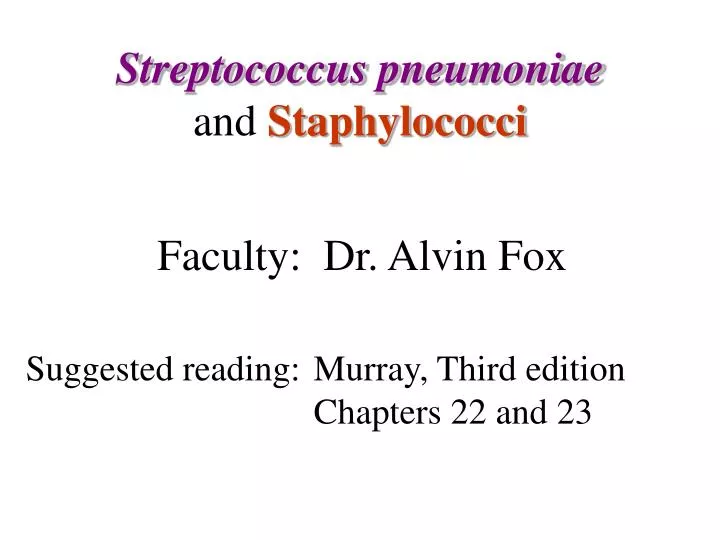 streptococcus pneumoniae and staphylococci