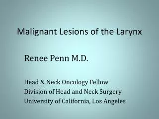 Malignant Lesions of the Larynx