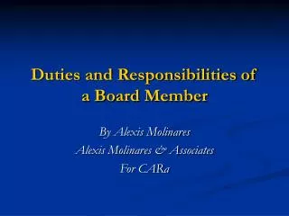 Duties and Responsibilities of a Board Member