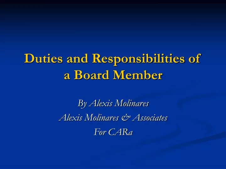 duties and responsibilities of a board member