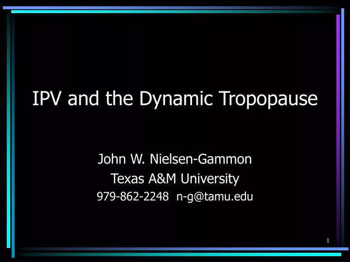 ipv and the dynamic tropopause