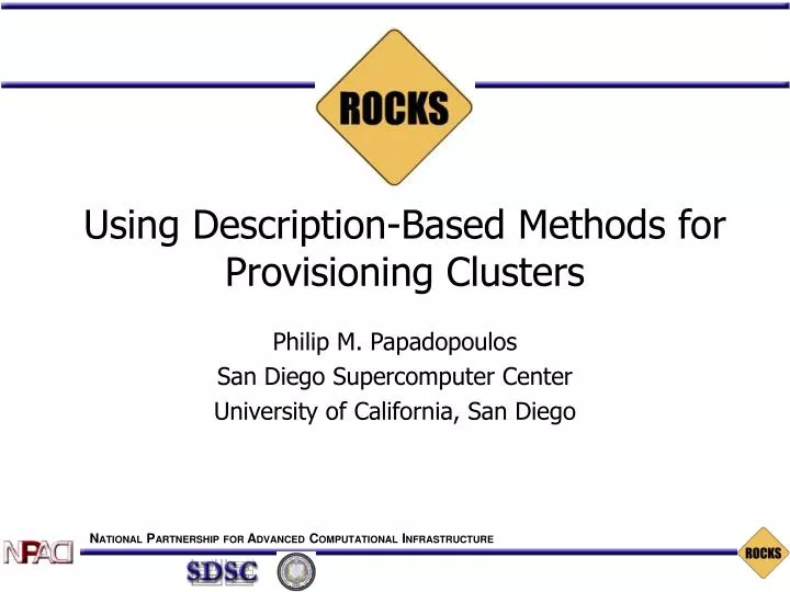 using description based methods for provisioning clusters