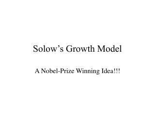 Solow’s Growth Model