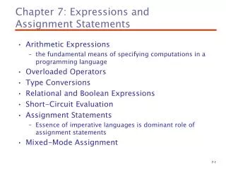 Chapter 7: Expressions and Assignment Statements