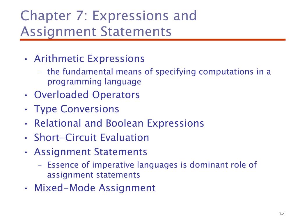 PPT - Chapter 7: Expressions and Assignment Statements PowerPoint ...