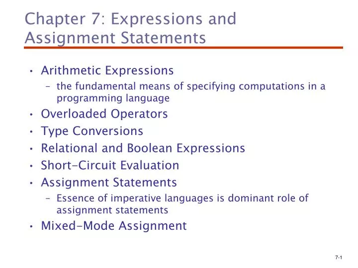 chapter 7 expressions and assignment statements