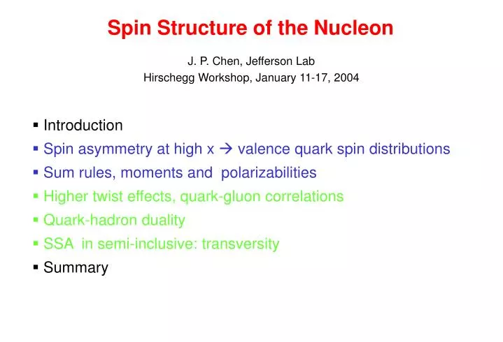 spin structure of the nucleon