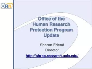 Office of the Human Research Protection Program Update