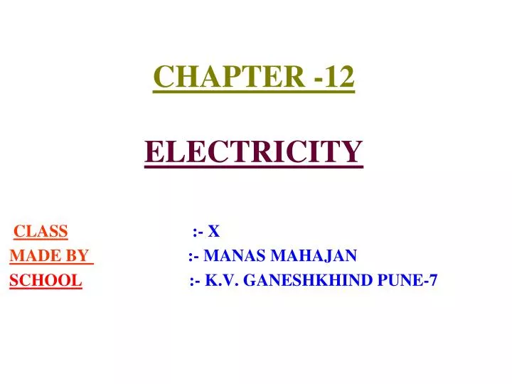 chapter 12 electricity