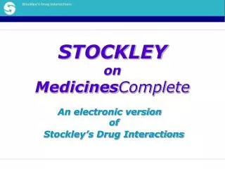 STOCKLEY on Medicines Complete