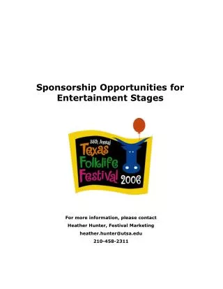 Sponsorship Opportunities for Entertainment Stages