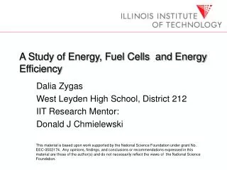 A Study of Energy, Fuel Cells and Energy Efficiency