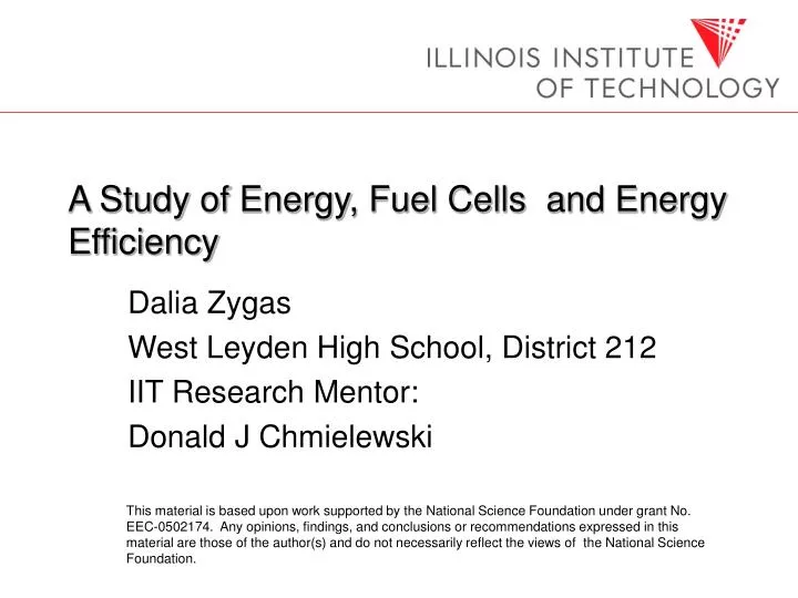 a study of energy fuel cells and energy efficiency