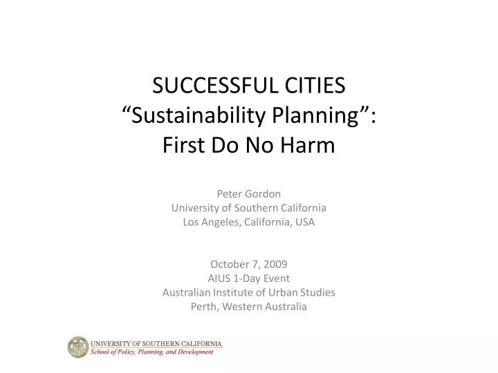 successful cities sustainability planning first do no harm