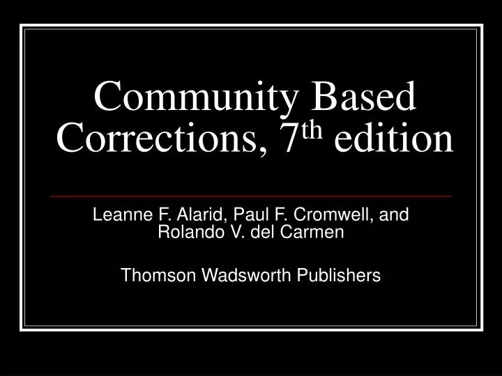 community based corrections 7 th edition