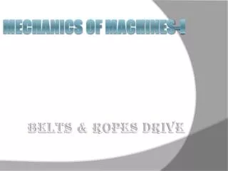 Mechanics of Machines-I