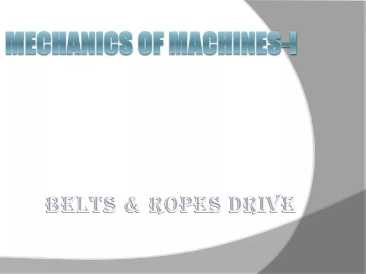 mechanics of machines i