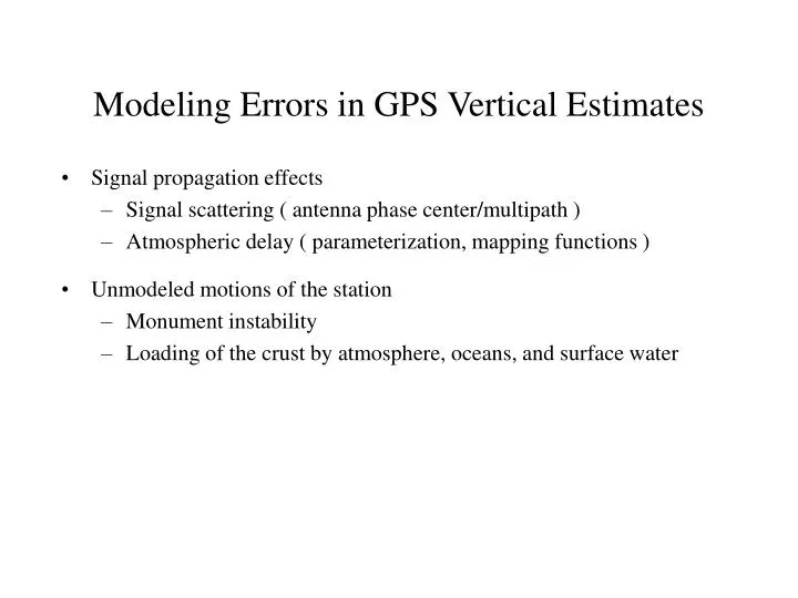 modeling errors in gps vertical estimates