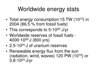 Worldwide energy stats