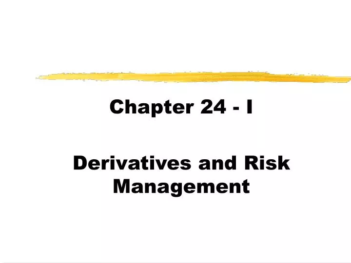 chapter 24 i derivatives and risk management