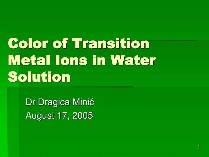 color of transition metal ions in water solution