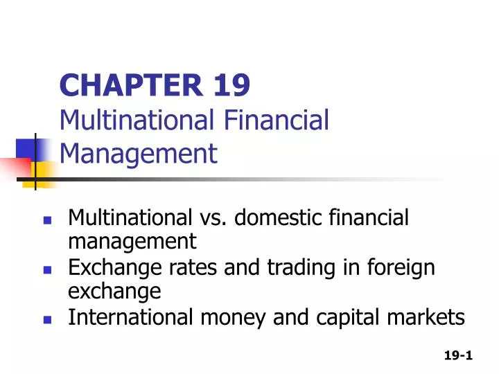 chapter 19 multinational financial management