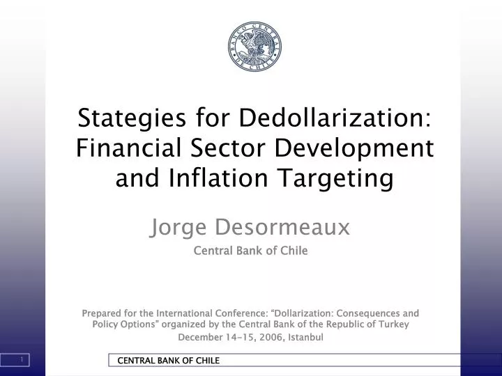 stategies for dedollarization financial sector development and inflation targeting