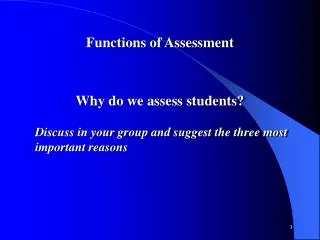 Functions of Assessment