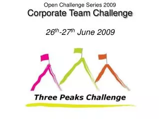 Open Challenge Series 2009 Corporate Team Challenge 26 th -27 th June 2009