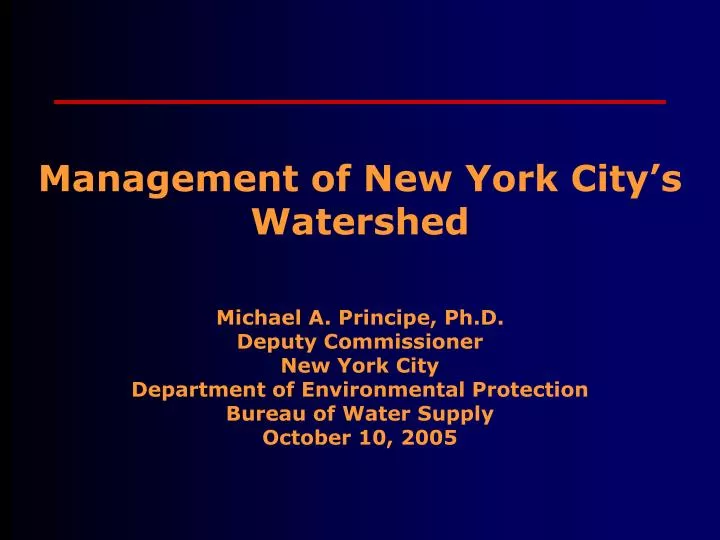 management of new york city s watershed