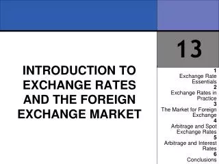 INTRODUCTION TO EXCHANGE RATES AND THE FOREIGN EXCHANGE MARKET