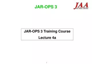JAR-OPS 3 Training Course Lecture 4a