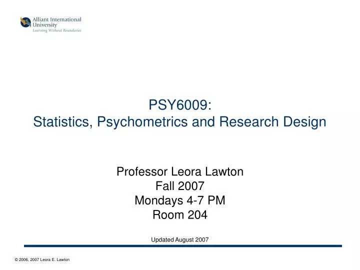 psy6009 statistics psychometrics and research design