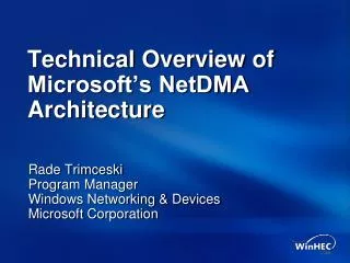 Technical Overview of Microsoft’s NetDMA Architecture